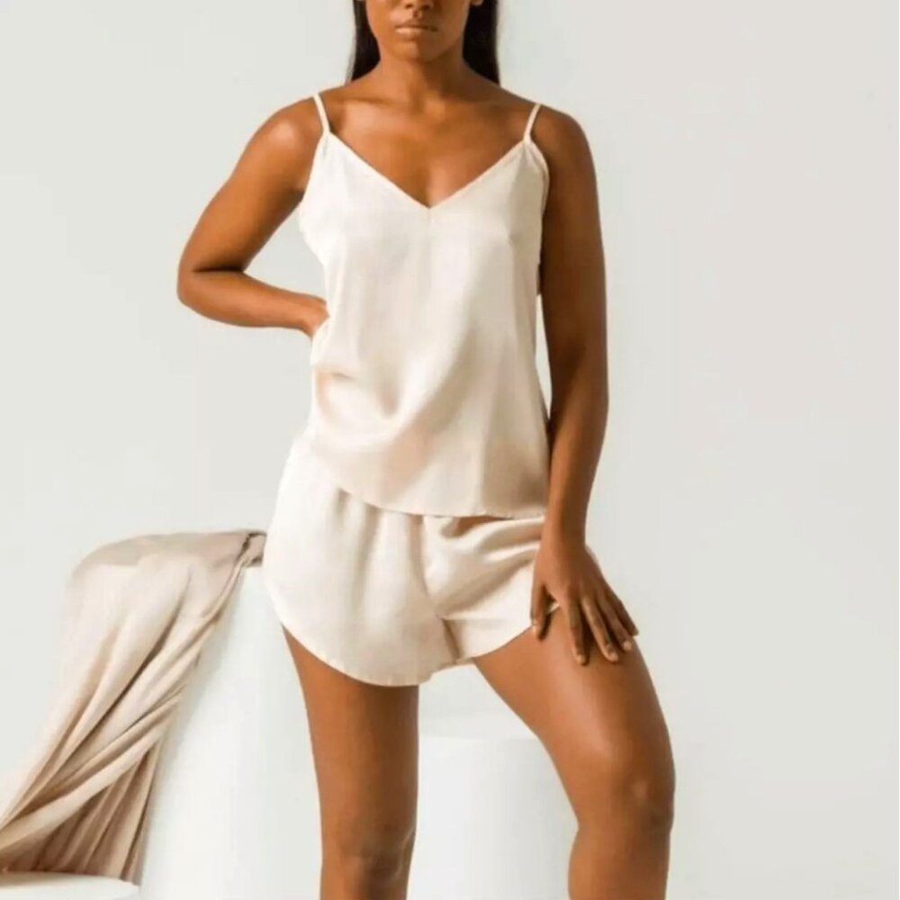 ETTITUDE Oat Tan Bamboo Sateen Cami and Shorts Set Size L/XL NIB